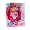 LEAN TOYS Bambola neonata in marsupio con biberon, ciuccio, parla, balbetta, fa pipì