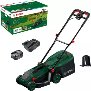 Bosch Rotak 18V-34 rasaerba a batteria con starter set e tappo pacciamatura (C)
