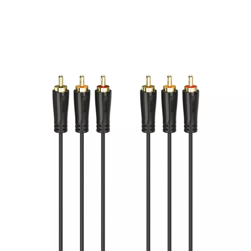 HAMA cavo audio/video 3x RCA su 3x RCA 3m, connettori maschi dorati