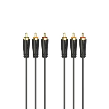 HAMA cavo audio/video 3x RCA su 3x RCA 3m, connettori maschi dorati