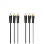 HAMA cavo audio/video 3x RCA su 3x RCA 3m, connettori maschi dorati