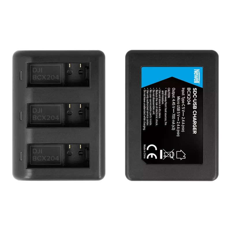 Newell SDC-USB Caricatore a tre canali per batterie DJI Osmo Action BCX204