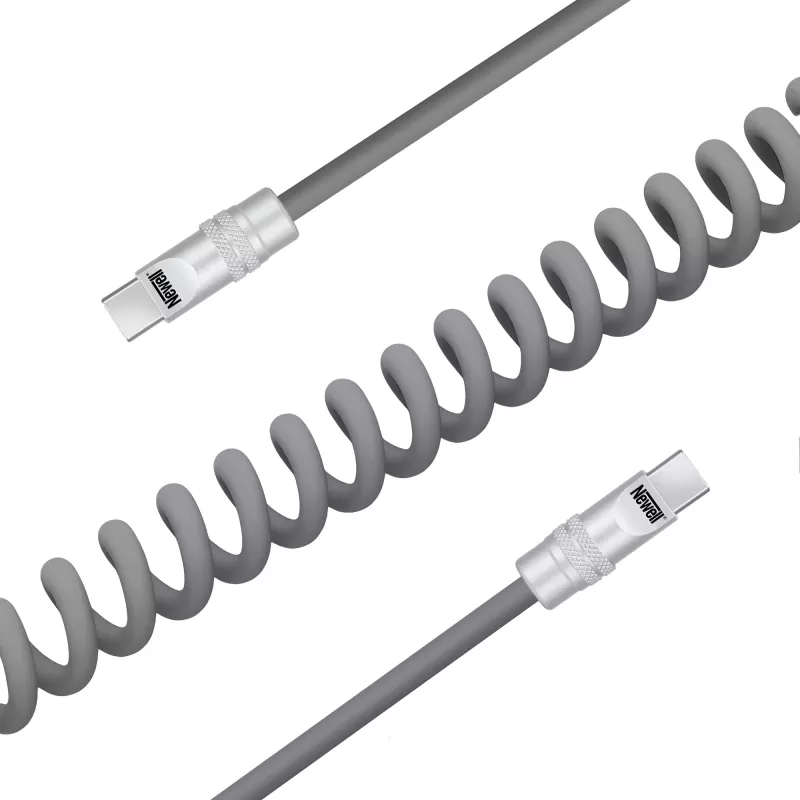Newell Cavo USB-C a USB-C 100W, 1,5 m, silicone, avvolgibile, grigio