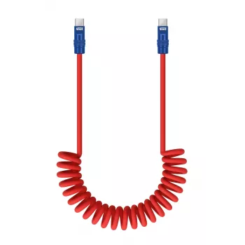 Newell Cavo USB-C a USB-C 100W 1,5 m silicone a spirale rosso-blu navy