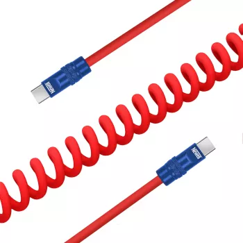 Newell Cavo USB-C a USB-C 100W 1,5 m silicone a spirale rosso-blu navy