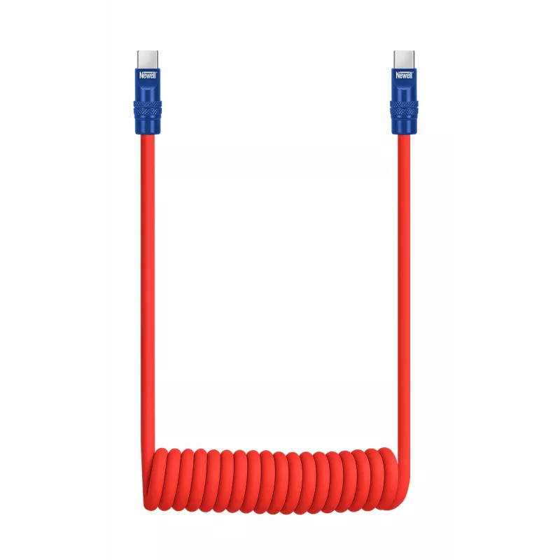 Newell Cavo USB-C a USB-C 100W 1,5 m silicone a spirale rosso-blu navy