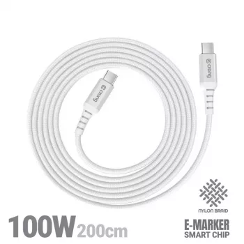 Crong Armor Link Cavo USB-C a USB-C 100W PD 5A 200cm Bianco