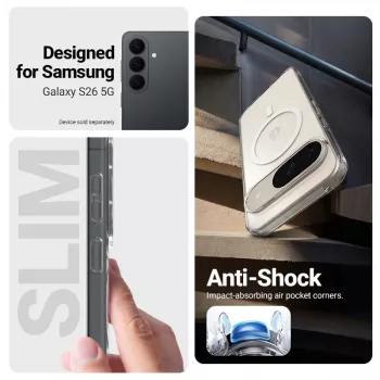 Crong Hybrid Clear Custodia magnetica per Samsung Galaxy S26 - compatibile MagSafe (Trasparente)