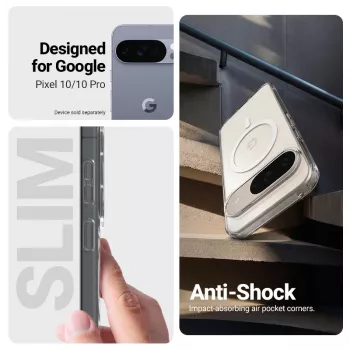 Crong Hybrid Clear Custodia magnetica compatibile MagSafe per Google Pixel 10 / 10 Pro, Trasparente