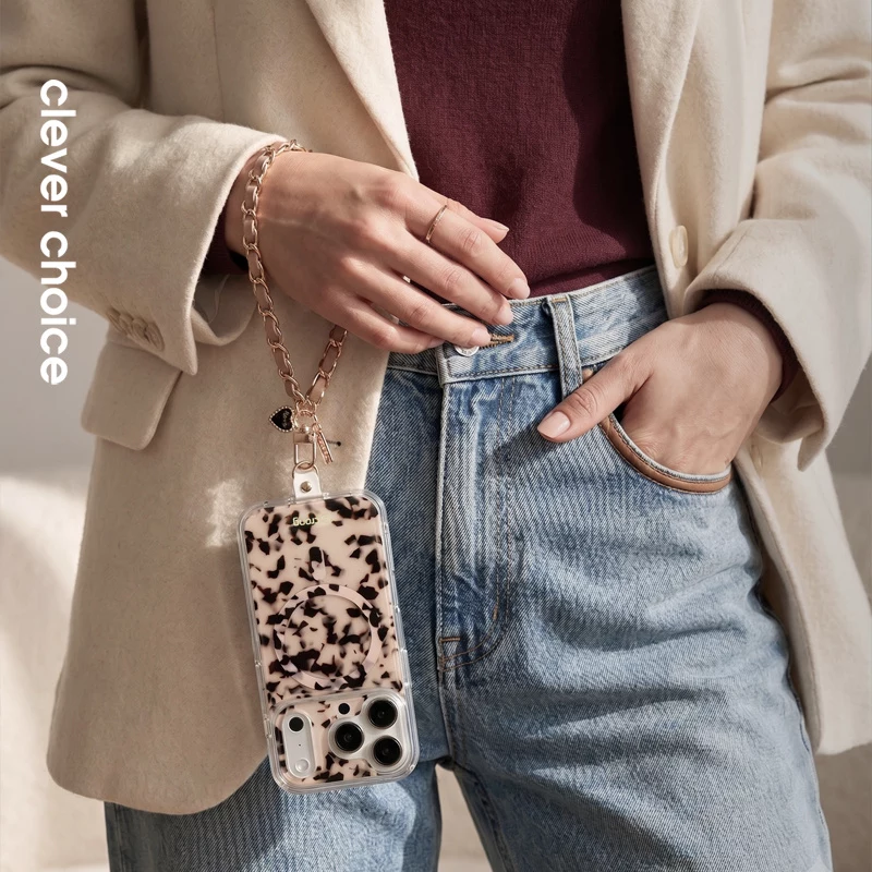 Crong Phone Charm - laccetto in nylon intrecciato Beige Twist