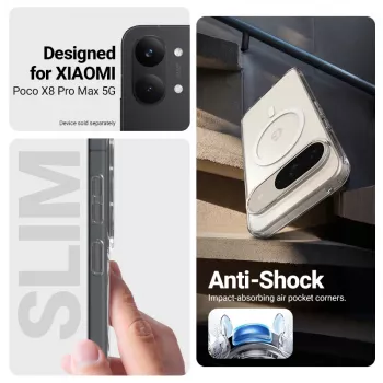 Crong Hybrid Clear Magnetic Case per Xiaomi POCO X8 Pro Max 5G, trasparente, compatibile MagSafe