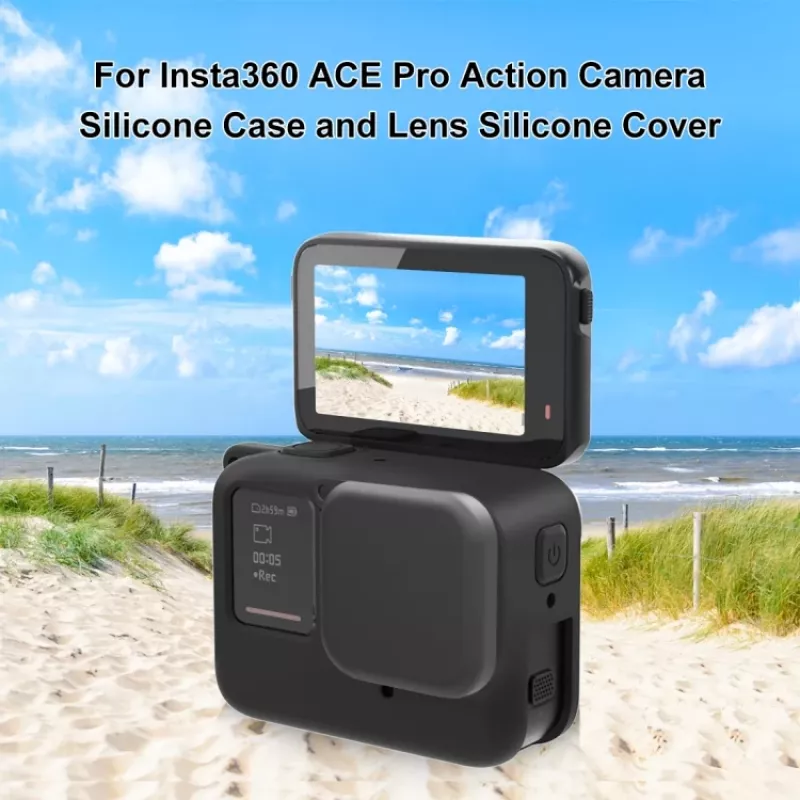 PULUZ Custodia protettiva in silicone con copriobiettivo per Insta360 Ace Pro, nero