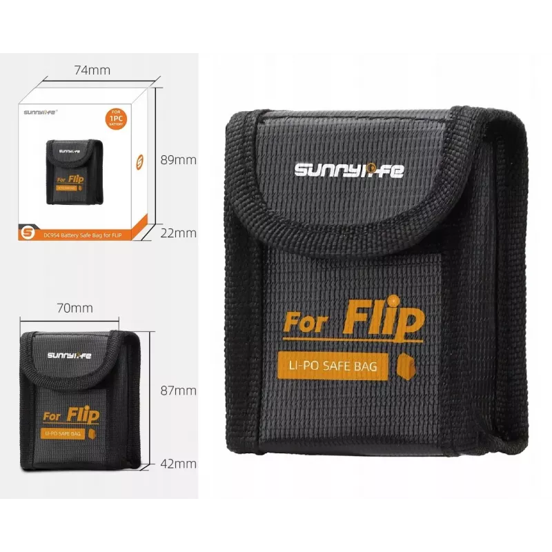 SUNNYLIFE Custodia di sicurezza ignifuga per batteria LiPo per drone DJI Flip - capacità 1 batteria