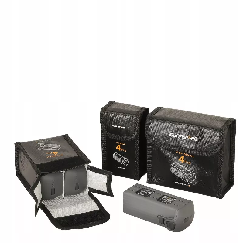 SUNNYLIFE Custodia ignifuga per batterie per DJI Mavic 4 Pro, per 2 batterie, nero