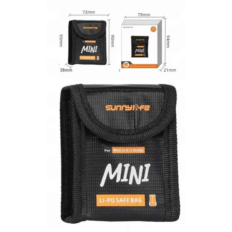SUNNYLIFE Custodia di sicurezza ignifuga per batterie per DJI Mini 5/4/3 Pro/3, Lito 1, Lito X1 - 1x batteria
