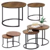 LEAN Set di 2 tavolini da caffè rotondi 2 in 1 vintage in legno naturale 70x50cm 45x44cm