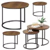 LEAN Set di 3 tavolini da caffè rotondi 3-in-1, vintage, legno naturale, 51 cm, 40 cm, 30 cm