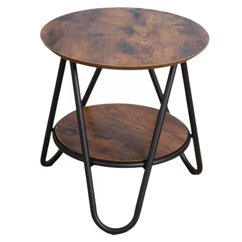 LEAN Tavolino da caffè rotondo con ripiano aggiuntivo Industrial Vintage 40x42 cm