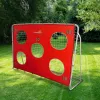 LEAN TOYS Porta da calcio per allenamento con tappetino bersaglio rosso 213x152x75cm
