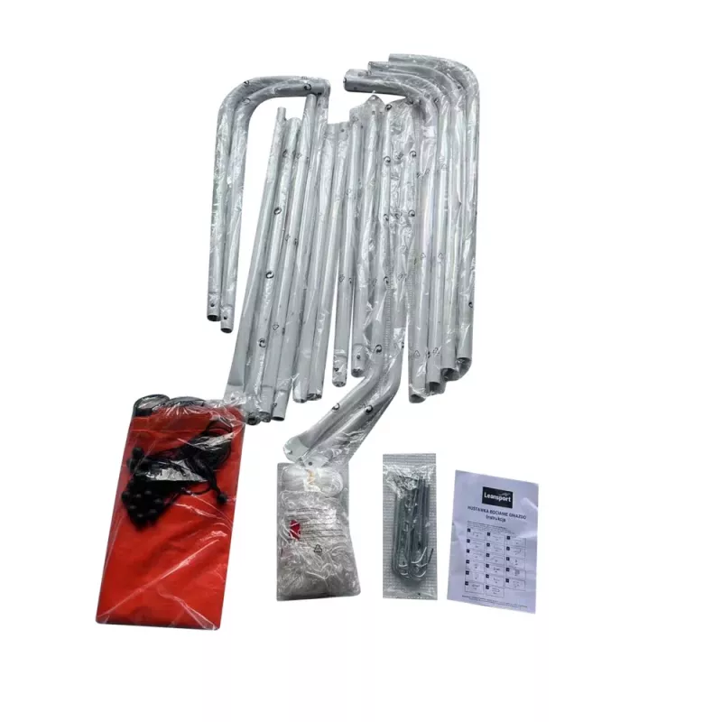 LEAN TOYS Porta da calcio per allenamento con tappetino bersaglio rosso 213x152x75cm