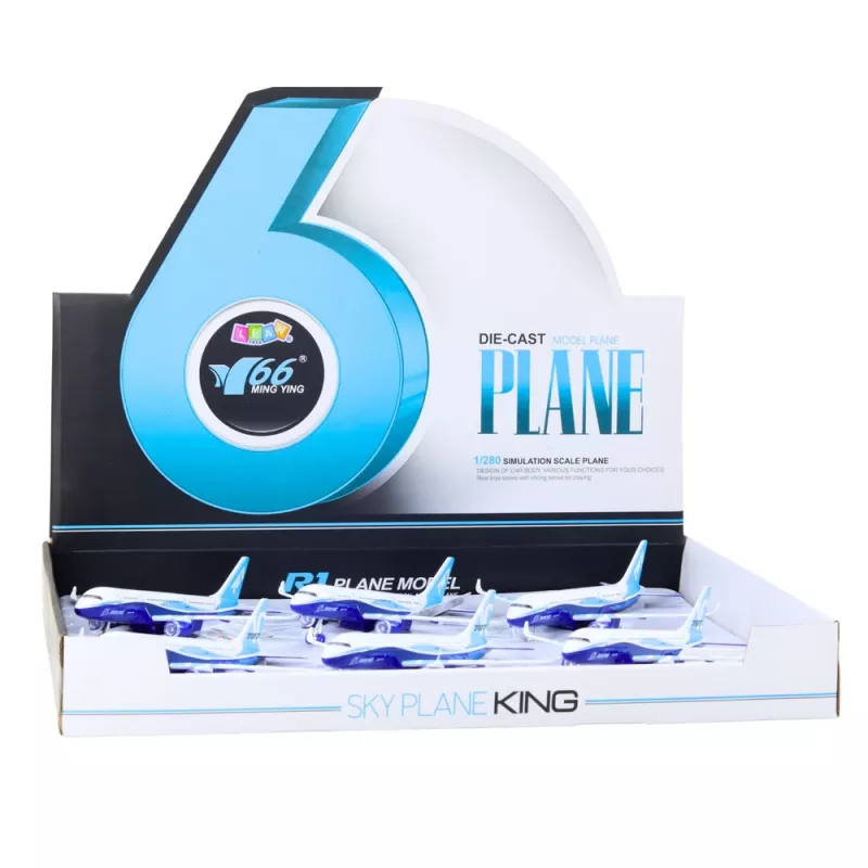 LEAN TOYS Aereo passeggeri con motore a richiamo, metallo, luce, suono, 23 cm