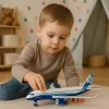 LEAN TOYS Aereo passeggeri con motore a richiamo, metallo, luce, suono, 23 cm