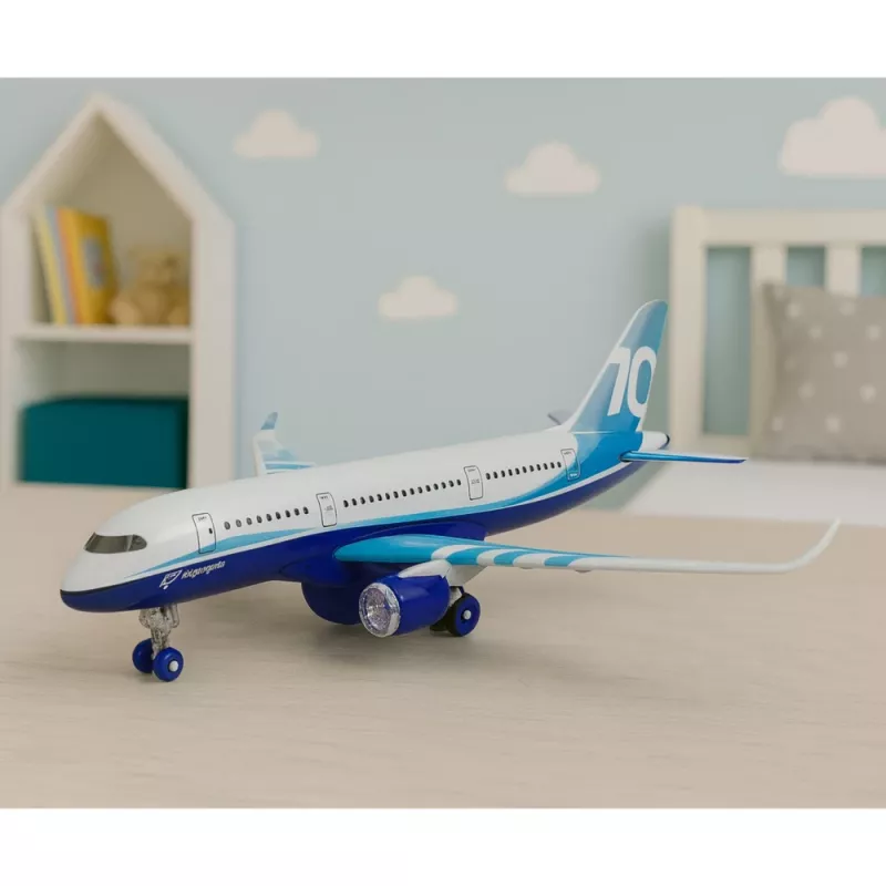 LEAN TOYS Aereo passeggeri con motore a richiamo, metallo, luce, suono, 23 cm