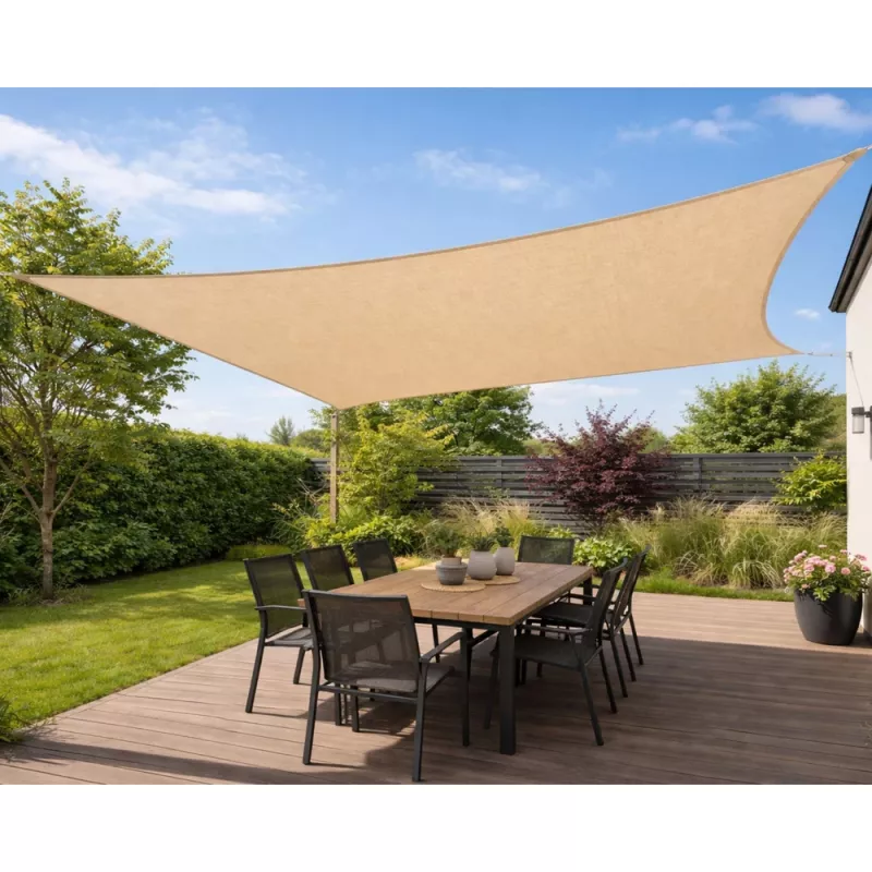 LEAN Vela ombreggiante da giardino rettangolare beige impermeabile 200x300 cm