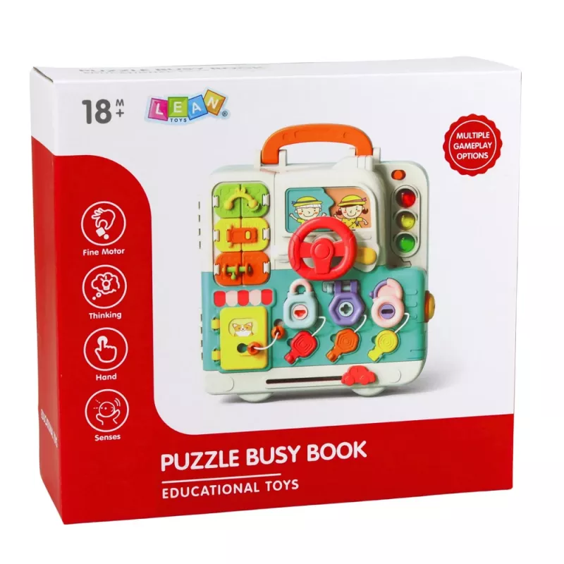 LEAN TOYS Libro interattivo giocattolo educativo pannello manipolazione luci suoni 16 pezzi