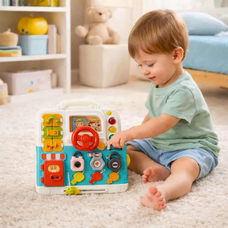 LEAN TOYS Libro interattivo giocattolo educativo pannello manipolazione luci suoni 16 pezzi