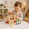 LEAN TOYS Set cassetta degli attrezzi in legno per bambini con ingranaggi e dadi - 25 pezzi, legno FSC, dai 3 anni