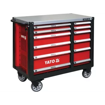 Yato YT-09003 Carrello portautensili in acciaio, 7 cassetti, portata 150 kg, guide a cuscinetti, chiusura centralizzata, ruote 125 mm