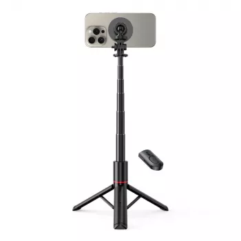 Tech-Protect L06S Selfie Stick Treppiede con luce LED e telecomando Bluetooth, Nero