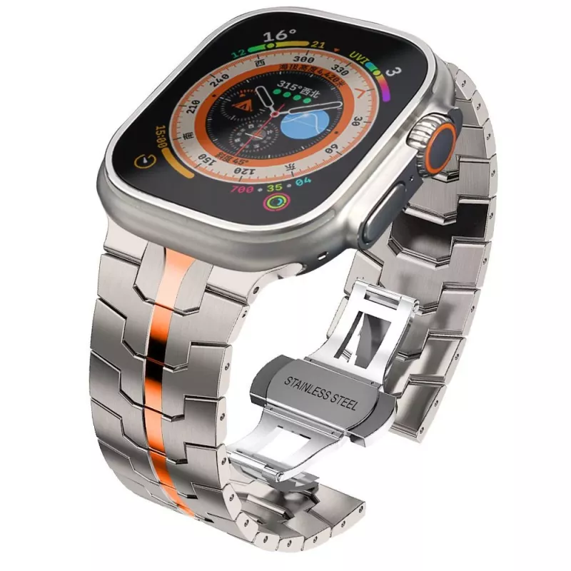TECH-PROTECT STAINLESS LINE Cinturino per Apple Watch 44/45/46/49 mm Titanio/Arancione
