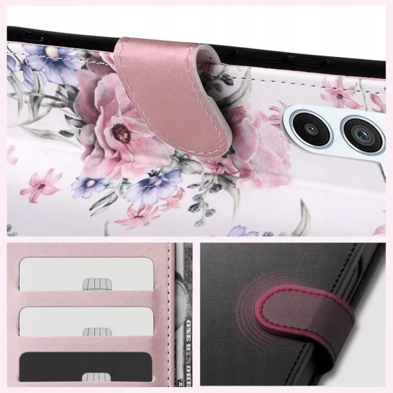 TECH-PROTECT Custodia portafoglio per Redmi Note 13 Pro 5G / Poco X6 5G con vano portacarte, Floreale