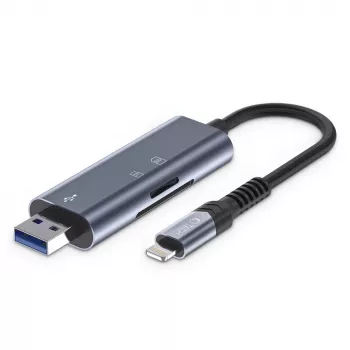 TECH-PROTECT ULTRABOOST Lettore di schede SD & Micro SD Lightning & USB Grigio