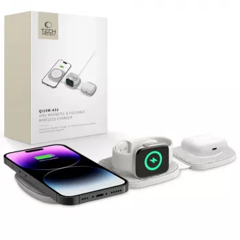 Tech-Protect QI15W-A32 Supporto di ricarica wireless MagSafe 3IN1 Grigio
