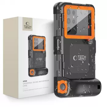 TECH-PROTECT IPX8 Custodia Impermeabile Universale da Immersione Nero/Arancione