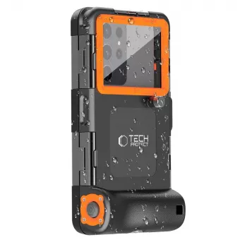TECH-PROTECT IPX8 Custodia Impermeabile Universale da Immersione Nero/Arancione