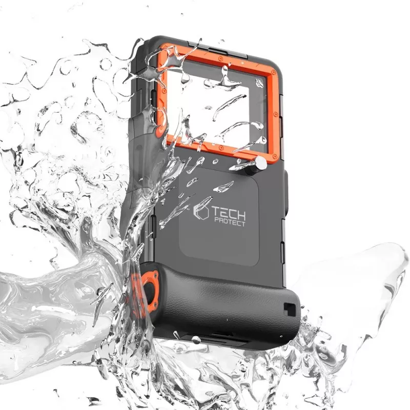 TECH-PROTECT IPX8 Custodia Impermeabile Universale da Immersione Nero/Arancione