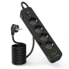 TECH-PROTECT PCL4X3 Ciabatta Elettrica Lunga 2 USB & 1 Type-C & 4 Prese 200cm Nero