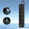 TECH-PROTECT PCL4X3 Ciabatta Elettrica Lunga 2 USB & 1 Type-C & 4 Prese 200cm Nero