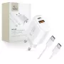 TECH-PROTECT NCA30 Caricabatterie da Rete 2 Porte PD 30W / QC3.0 + Cavo USB-C Bianco