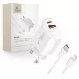 TECH-PROTECT NCA30 Caricabatterie da Rete 2 Porte PD 30W / QC3.0 + Cavo Lightning Bianco