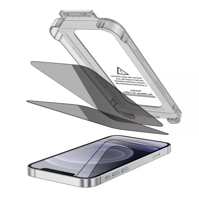 TECH-PROTECT Quick Set Spy+ Pellicola Protettiva in Vetro Temperato Privacy per Apple iPhone 12 / iPhone 12 Pro (Confezione da 2)