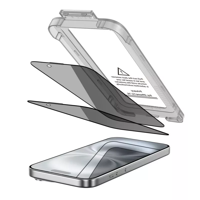 TECH-PROTECT QUICK SET SPY+ Pellicola Protettiva in Vetro Temperato Privacy Confezione da 2 per Apple iPhone 15 / iPhone 16