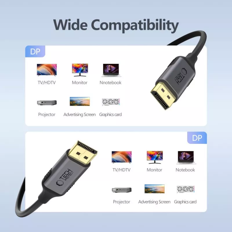 Tech-Protect UltraBoost Cavo DisplayPort a DisplayPort 1.4 4K 60Hz 200cm Nero