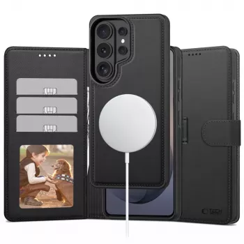 Tech-Protect Wallet Custodia MagSafe per Samsung Galaxy S26 Ultra, Nero Opaco