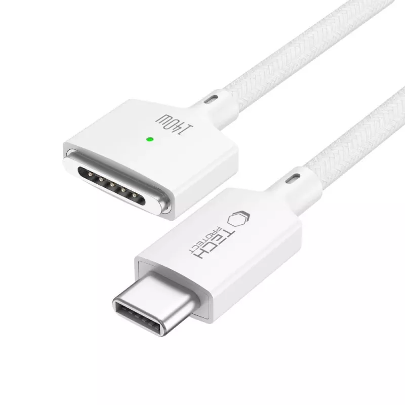 Tech-Protect MMC01 UltraBoost Cavo Magnetico MacBook USB-C a MagSafe 3 140W 200cm Bianco