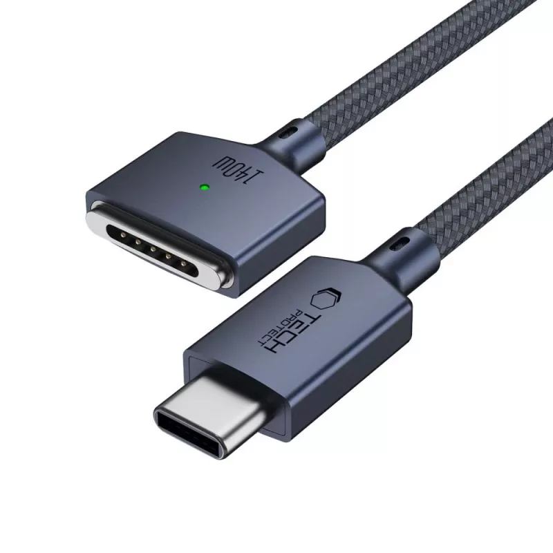 Tech-Protect MMC01 UltraBoost Cavo Magnetico MacBook USB-C a MagSafe 3 140W 2m Blu Mezzanotte